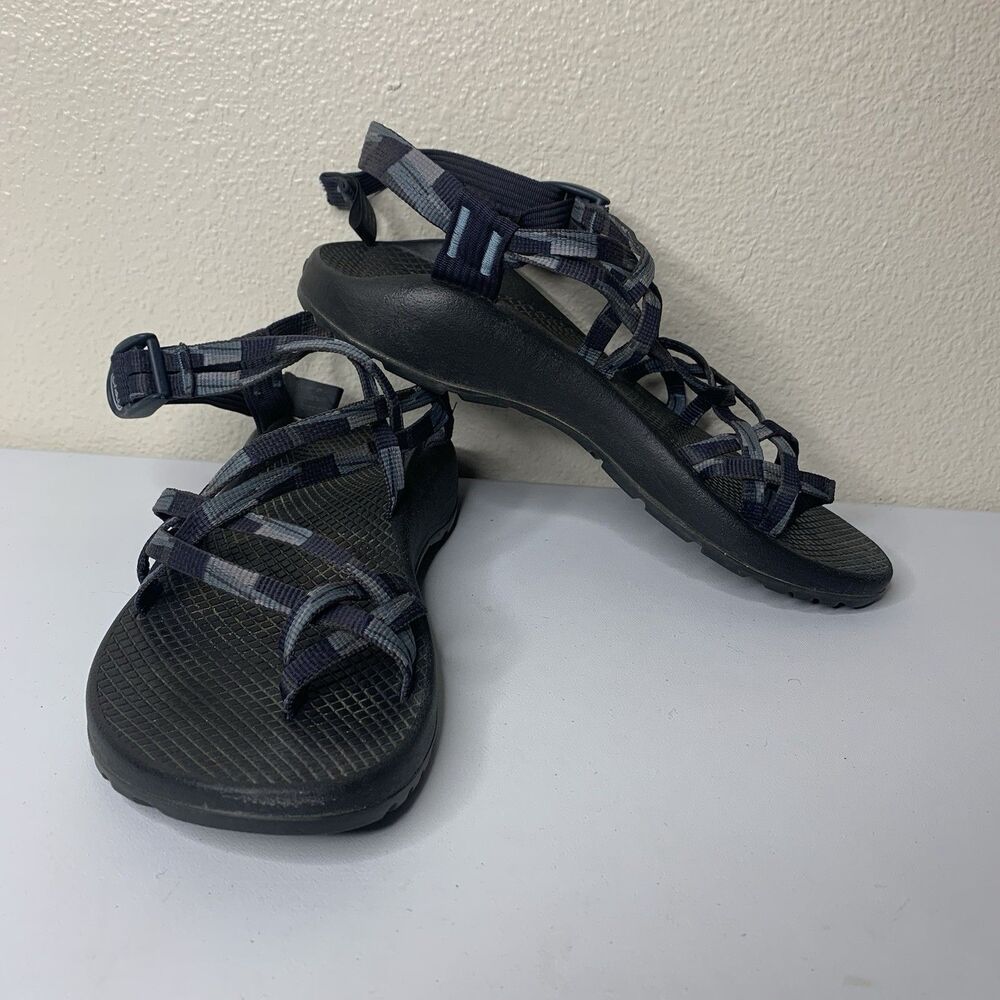 Chaco Sandals Black Blue Checkered Straps Strappy Women’s Sz 9